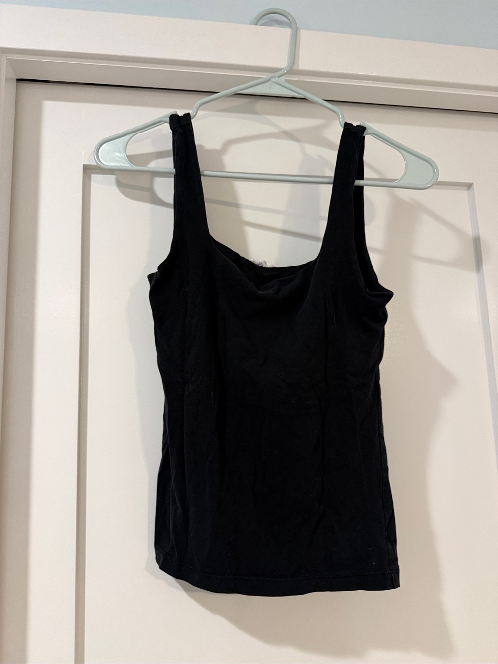 Women’s Black Scoop Neck Tank Top with Wide Straps